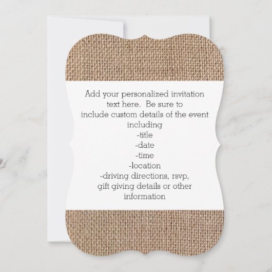 Burlap Chalkboard Look Triple モノグラムの Script 招待状 (裏面)