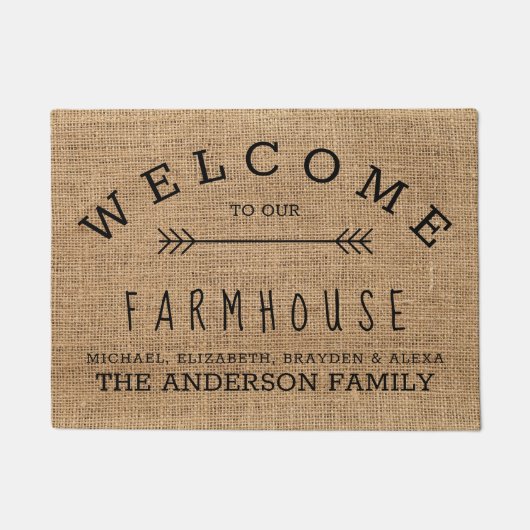 Burlap Country素朴ようこそ私たちの農家へ ドアマット (正面)