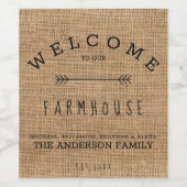 Burlap Country素朴ようこそ私たちの農家へ ワインラベル (シングルラベル)