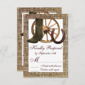 Burlap Cowboy Boots WagonWheel Horseshoe RSVP (正面/裏面)