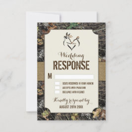 Burlap + Deer素朴狩り迷彩柄RSVPカード 出欠カード