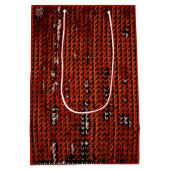 Burlap Distressed Burnt Orange Brown pattern ミディアムペーパーバッグ (裏面)