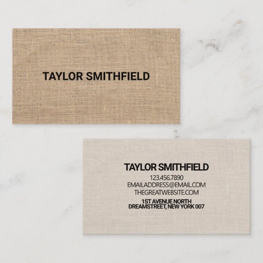 Burlap Fabricテクスチャ 名刺 (正面/裏面)
