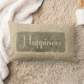 Burlap happinessワードアート装飾枕 ランバークッション (ブランケット)
