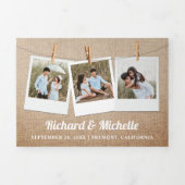 Burlap Ivory Floral Mason Jar String Light Wedding 三つ折り招待状 (カバー)