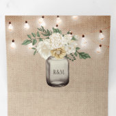 Burlap Ivory Floral Mason Jar String Light Wedding 三つ折り招待状 (内部最初)