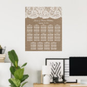 Burlap & Laceのコレクショ結婚ン・シーティング・チャート ポスター (ホームオフィス)