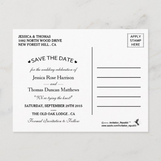 Burlap & Laceのコレクシ結婚ョンは日付を保存 案内ポストカード (裏面)