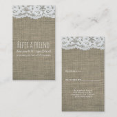 Burlap & Laceシンプル素朴エレガントRefer a Friend 紹介カード (正面/裏面)