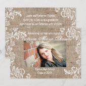 Burlap & Lace – 卒業発表 招待状 (正面/裏面)