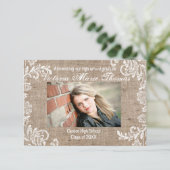 Burlap & Lace - 3x5の卒業発表 招待状 (スタンド正面)