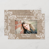 Burlap & Lace - 3x5の卒業発表 招待状 (正面/裏面)