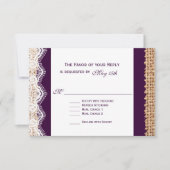 Burlap Lace Dark Purple Weding RSVP Card2 (正面)