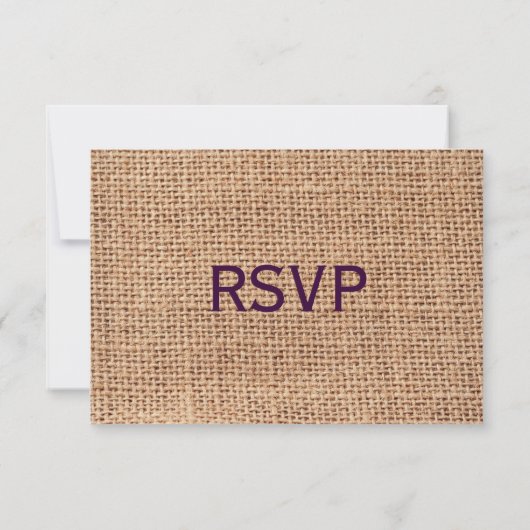 Burlap Lace Dark Purple Weding RSVP Card2 (裏面)