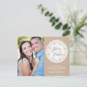 Burlap Lace Doily日付はがきを保存 案内ポストカード (スタンド正面)