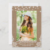 Burlap Lace Lights写真卒業 案内状 (正面)