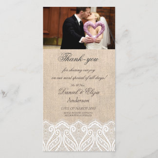 Burlap & Lace's Thank 結婚 You Photo Card サンキューカード