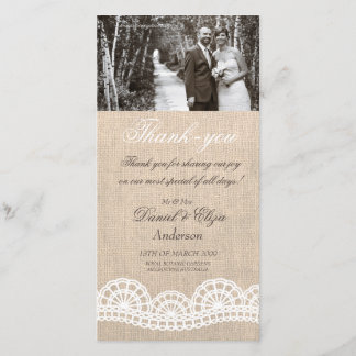 Burlap & Lace's Thank 結婚 You Photo Card サンキューカード