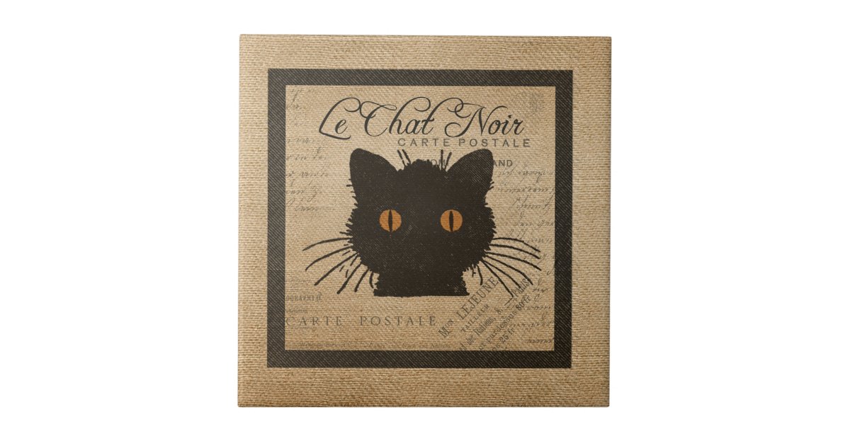 Burlap Le Chat Noirのフランス語黒猫 タイル Zazzle Co Jp Burlap Le Chat Noirのフランス語黒猫 タイル Zazzle Co Jp