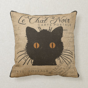 Burlap Le Chat Noirのフランス語黒猫 クッション