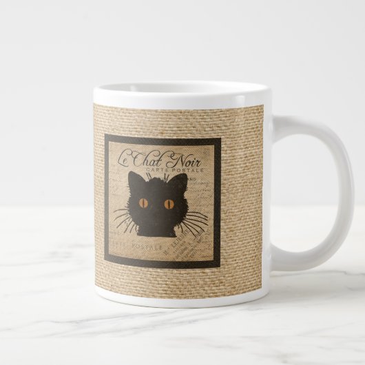Burlap Le Chat Noirのフランス語黒猫 ジャンボコーヒーマグカップ (右)