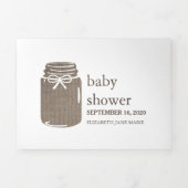 Burlap Mason Jar、ベビーシャワースイート 三つ折り招待状 (カバー)