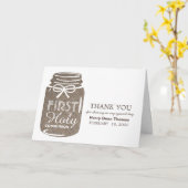 Burlap Mason Jar、最初の聖餐式 カード (黄色い花)