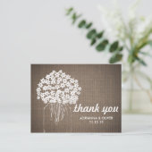 Burlap Mason Jar Flowers 結婚'S Thank You ポストカード (スタンド正面)
