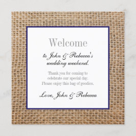 Burlap & Navy Blueの結婚ウェルカムカード エンクロージャーカード