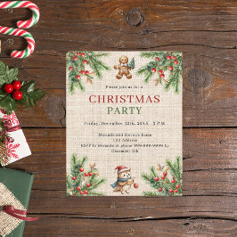 Burlap pineナチュラルクリスマスパーティの招待状