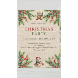 Burlap pineナチュラルクリスマスパーティの招待状