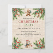 Burlap pineナチュラルクリスマスパーティの招待状 (正面)