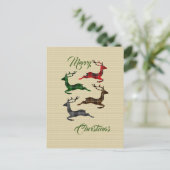 Burlap Plaidクリスマストナカイのポストカード ポストカード (スタンド正面)