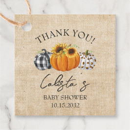 Burlap Pumpkin & Sunflower Baby Showerありがとう フェイバータグ