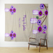 Burlap PurpleフローラメイソンJarsフォトバックグラウンド タペストリー (インサイチュ(横))