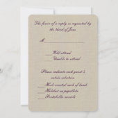 Burlap Purple 素朴 Mason Jars応答カード 招待状 (裏面)