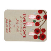Burlap Red Mason Jars Save The Date Magnet マグネット (横)