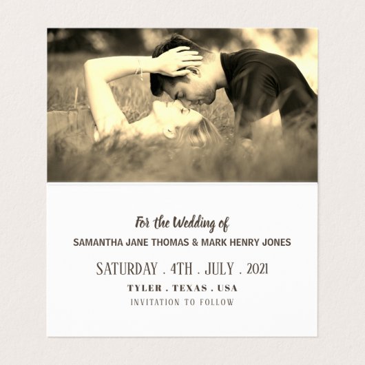 Burlap Seahorse、写真Date Cardを保存 名刺 (内部フラット)