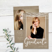 Burlap String素朴 Lights写真卒業 案内状