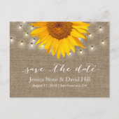 Burlap String Lights & Sunflower日付を保存 案内ポストカード (正面)