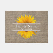 Burlap Sunflower素朴ファミリー名の制定 ドアマット (正面)