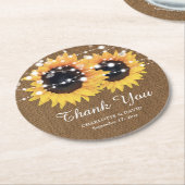 Burlap Sunflower素朴's Thank結婚 You ラウンドペーパーコースター (アングル)