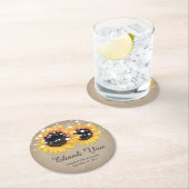 Burlap Sunflower素朴's Thank結婚 You ラウンドペーパーコースター (インサイチュ)