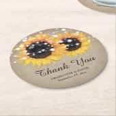 Burlap Sunflower素朴's Thank結婚 You ラウンドペーパーコースター (アングル)