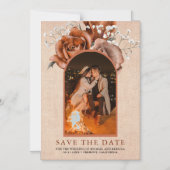 Burlap Terracotta結婚の写真Save the Date マグネット招待状 (正面)