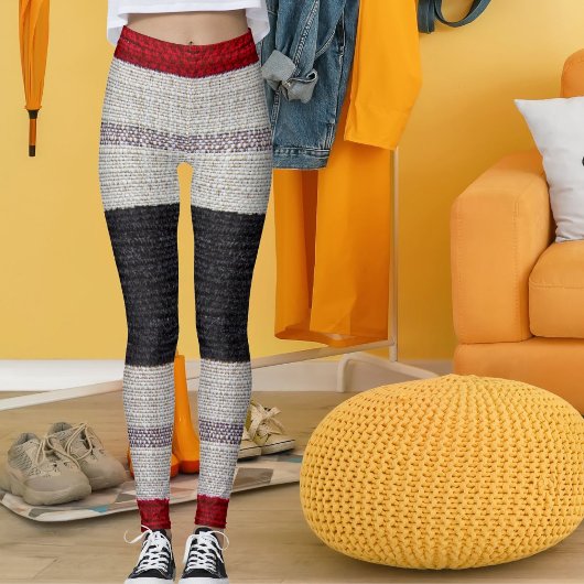 Burlap Texture Sack Sacking Country Stripe Pattern レギンス