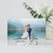 Burlap Texture Thank You's Photo 結婚 Card サンキューカード (スタンド正面)