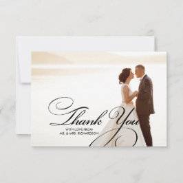 Burlap Texture Thank You's Photo 結婚 Card サンキューカード