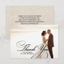 Burlap Texture Thank You's Photo 結婚 Card サンキューカード