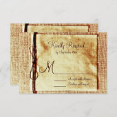 Burlap TwineウェディングRSVP素朴カー動揺してド 出欠カード (正面/裏面)